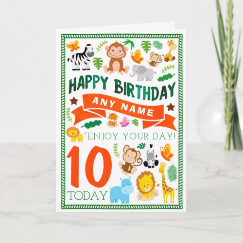 Jungle Animals Personalized Birthday Card