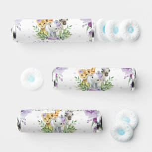 Jungle Animals Purple Floral Birthday Baby Shower Breath Savers® Mints