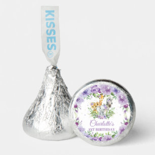 Jungle Animals Purple Floral Birthday Baby Shower Hershey®'s Kisses®