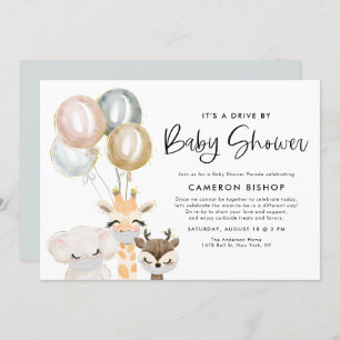 Jungle Animals Quarantine Drive By Baby Shower Invitation