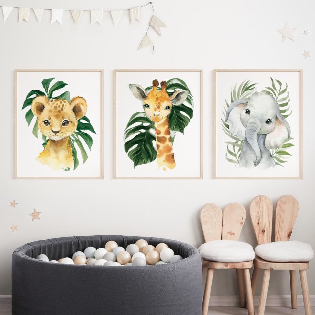 Jungle Animals, Safari Animals, Palm Leaves Wall Art Sets (Creator Uploaded)