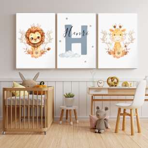 Jungle Animals Safari Baby Animals Nursery Wall Art Sets