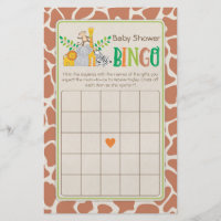 Jungle Animals Safari Baby Shower Bingo Game Flyer