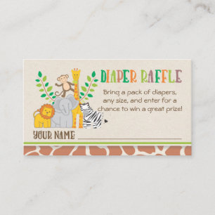 Jungle Animals Safari Baby Shower Diaper Raffle Enclosure Card