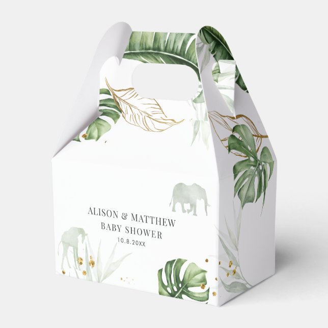 Jungle Animals Safari Baby Shower Favor Boxes (Front Side)