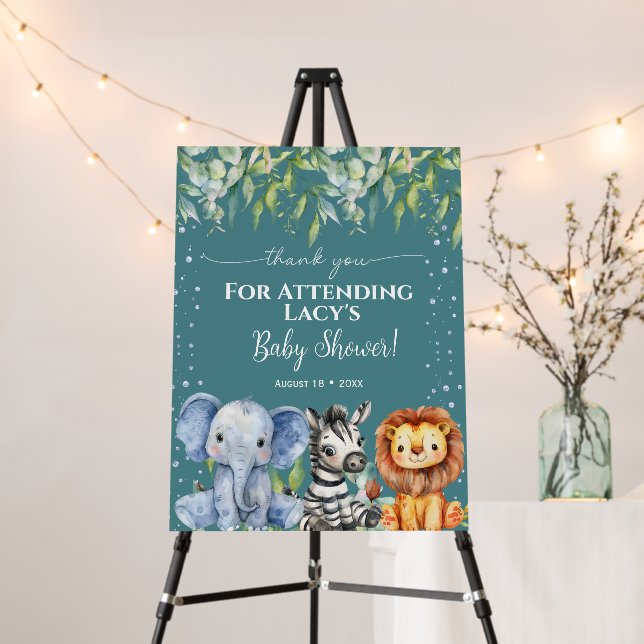 Jungle Animals Safari  Baby Shower   Foam Board (In Situ (Stand))