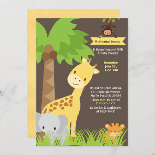 Jungle Animals Safari Baby Shower Invitation