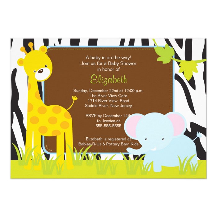 Jungle Animals Safari Baby Shower Invitation