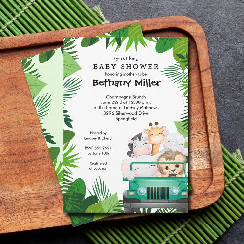 Jungle Animals Safari Baby Shower Invitation