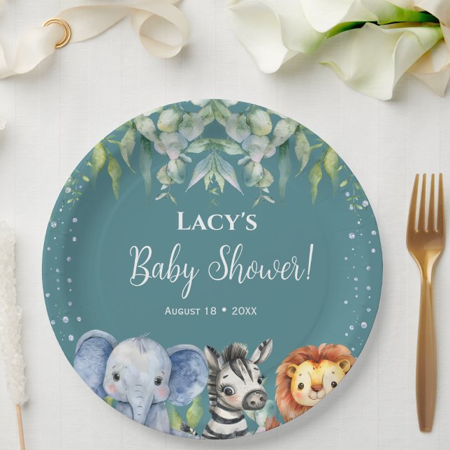 Jungle Animals Safari  Baby Shower   Paper Plates (Creator Uploaded)