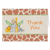 Jungle Animals Safari Baby Shower Thank You Card (Front Horizontal)