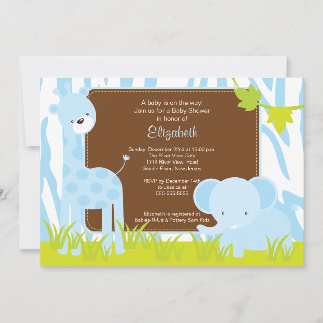 Jungle Animals Safari Boy Baby Shower Invitation (Front)