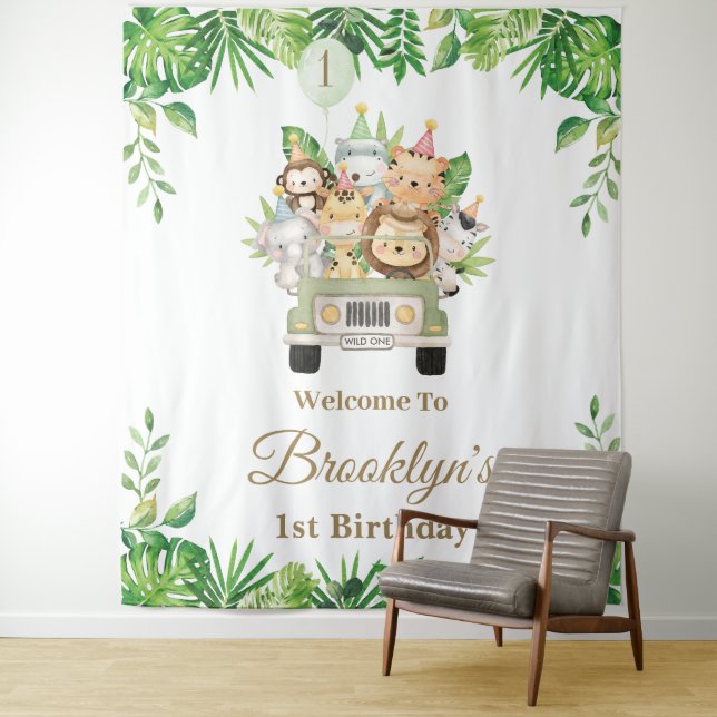 Jungle Animals Safari Car Adventure Party Backdrop (In Situ)