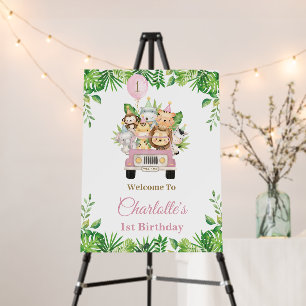 Jungle Animals Safari Car Adventure Party Welcome Foam Board