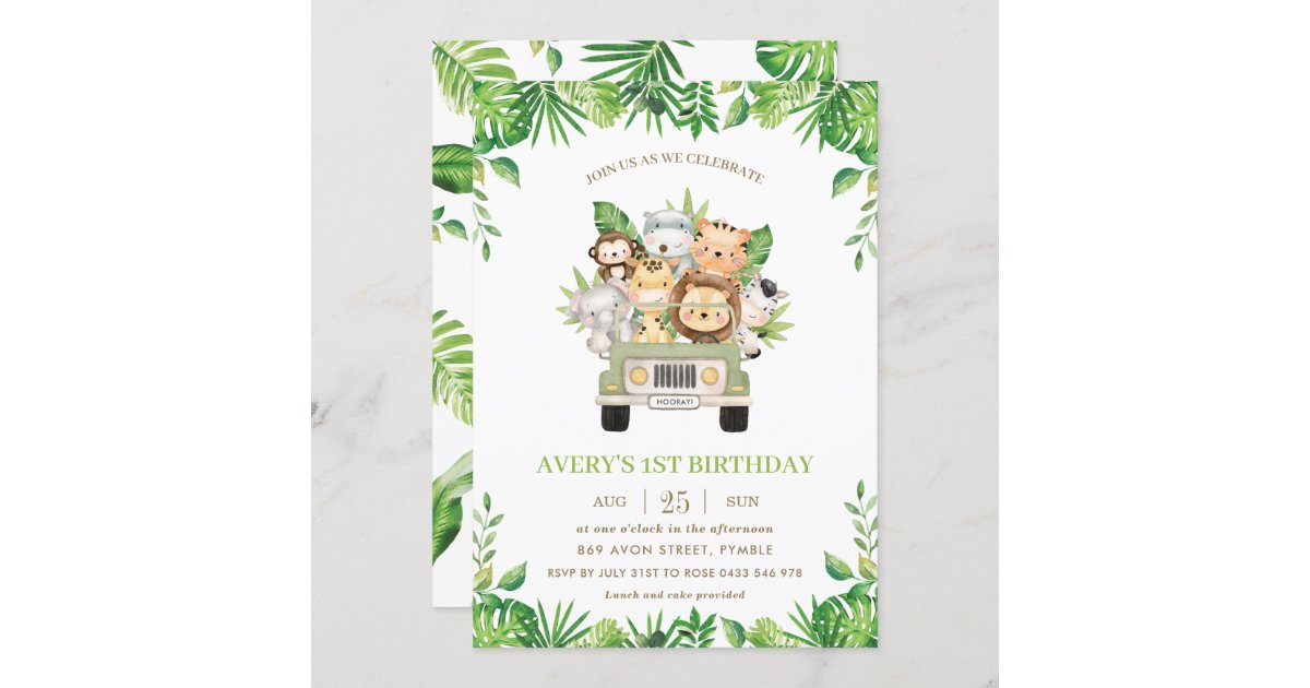 Personalized 1st Birthday Zoo Animals Design Birthday Tissue Paper —  Potter's Printing