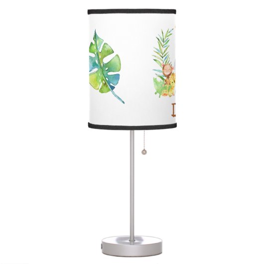 Jungle Animals Safari Cute Nursery Baby Boy Table Lamp (Left)