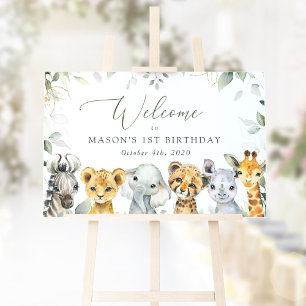Jungle Animals, Safari, First Birthday Welcome Foam Board