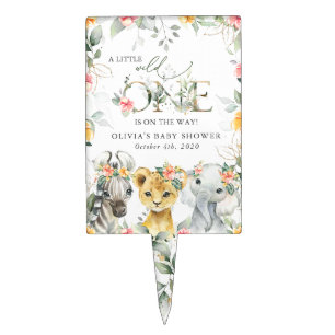 Jungle Animals, Safari, Flowers, Baby Shower Cake Topper