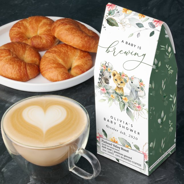 Jungle Animals, Safari, Flowers, Baby Shower Roasted Coffee (Breakfast)