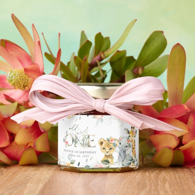 Jungle Animals, Safari, Flowers, First Birthday Honey Jar Favors (Insitu (Wedding))