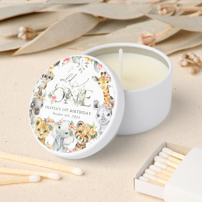 Jungle Animals, Safari, Flowers, First Birthday Mini Candle Favors (Insitu)