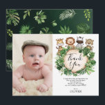 Jungle Animals Safari Greenery Birthday Photo Thank You Card<br><div class="desc">This beautiful design features cute safari animals and lush tropical greenery. Add your own text and photo and make the card one of a kind!</div>