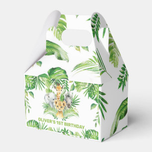 Jungle Animals Safari Greenery Birthday Thank You  Favor Boxes