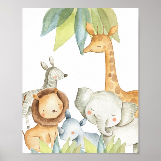 Jungle Animals Safari Kids Cute Poster (Front)