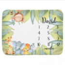 Jungle Animals Safari Monthly Milestone Baby Blanket Jungle Animals Safari Monthly Milestone Baby Blanket