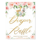 Jungle Animals Safari Pink Floral Diaper Raffle