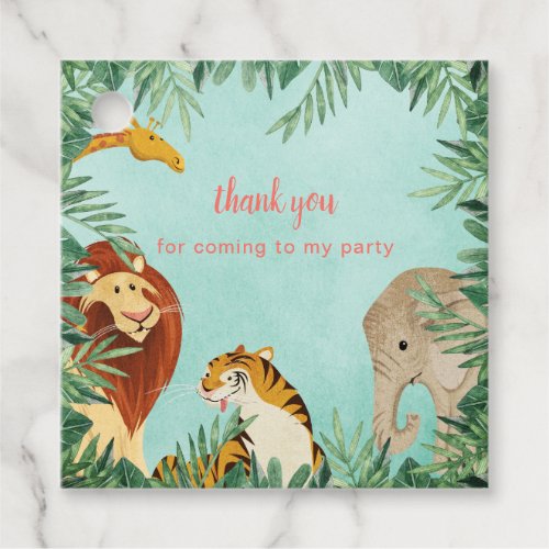 Jungle Animals Safari Thank You Birthday Party Boy Favor Tags