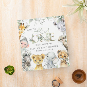 Jungle Animals, Safari, Wild One, Baby Shower 3 Ring Binder