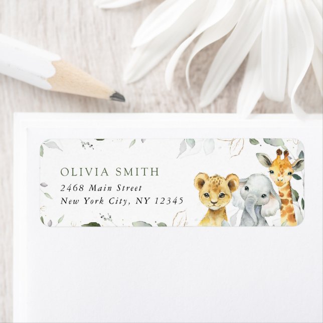 Jungle Animals, Safari, Wild One, Baby Shower Label (Insitu)