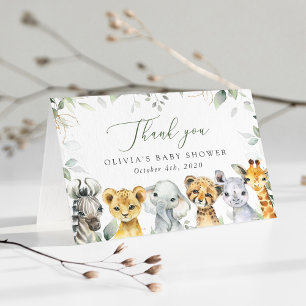 Jungle Animals, Safari, Wild One, Baby Shower Letterpress Thank You Card