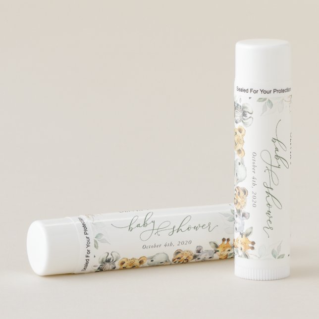 Jungle Animals, Safari, Wild One, Baby Shower Lip Balm (Front)