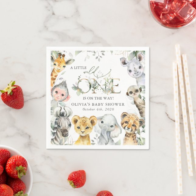 Jungle Animals, Safari, Wild One, Baby Shower Napkins (Insitu)