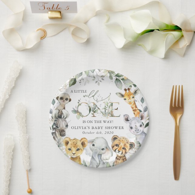 Jungle Animals, Safari, Wild One, Baby Shower Paper Plates (Wedding)