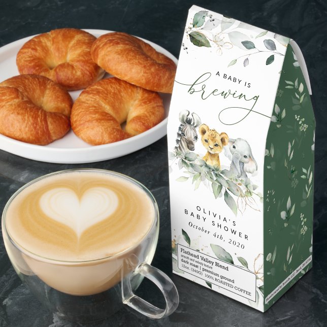Jungle Animals, Safari, Wild One, Baby Shower Roasted Coffee (Breakfast)