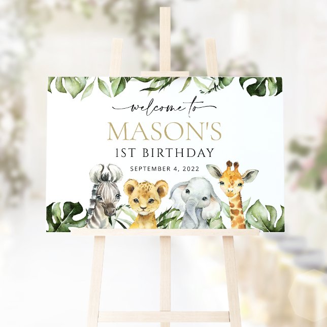 Jungle Animals, Safari, Wild One, Birthday Welcome Sign (Creator Uploaded)