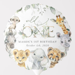 Jungle Animals, Safari, Wild One, First Birthday Balloon