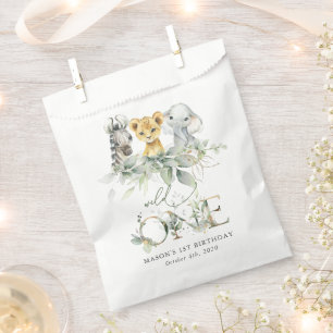Jungle Animals, Safari, Wild One, First Birthday Favor Bag
