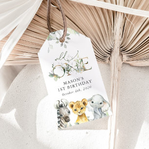 Jungle Animals, Safari, Wild One, First Birthday Gift Tags