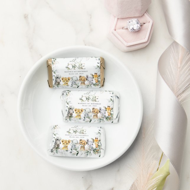 Jungle Animals, Safari, Wild One, First Birthday Hershey's Miniatures (Wedding)