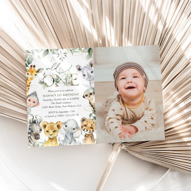 Jungle Animals, Safari, Wild One, First Birthday Invitation (Creator Uploaded)