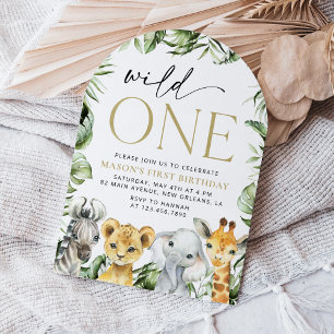 Jungle Animals, Safari, Wild One, First Birthday Invitation