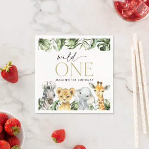 Jungle Animals, Safari, Wild One, First Birthday Napkins