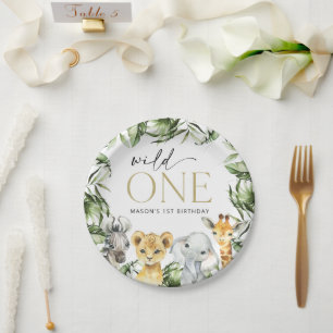 Jungle Animals, Safari, Wild One, First Birthday Paper Plates