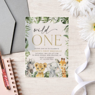 Jungle Animals, Safari, Wild One, First Birthday Vellum Invitations