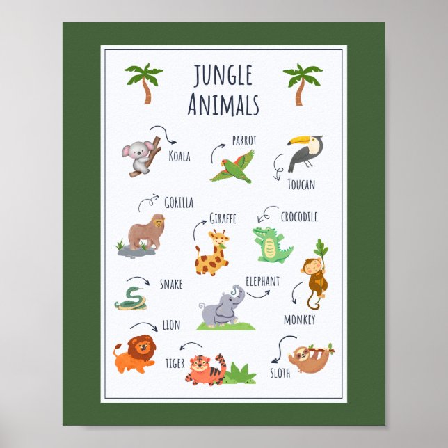 Jungle Animals School Education Learning Poster (Front)