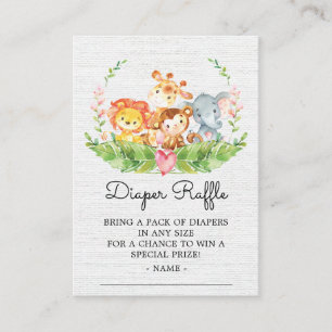 Jungle Animals Shower Diaper Raffle Ticket Enclosure Card